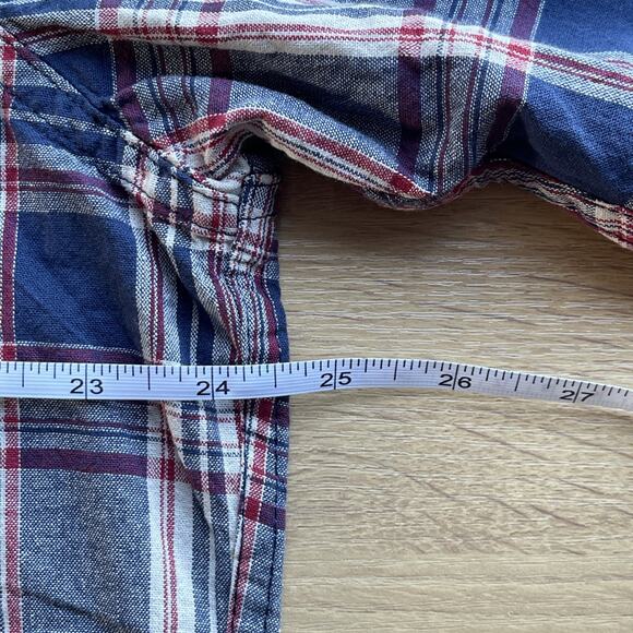 Flag & Anthem Plaid Button Up Shirt Mens Size Extra Large Collared Relaxed Comfy - Picture 6 of 9